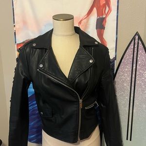 Black pleather jacket lace up